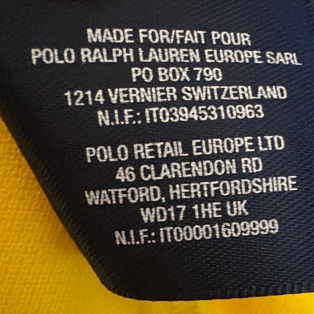Polo Ralph Lauren Mens XL Yellow Short Sleeve Pique Polo Shirt Purple Pony Logo - Picture 5 of 9